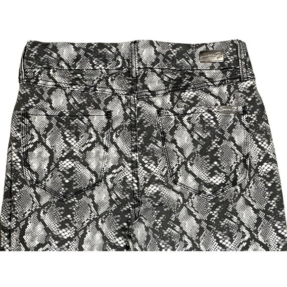 Seven7 Tummyless High Rise Skinny Jeans Black White Snakeskin Print Stretch Sz 6 - Picture 3 of 13